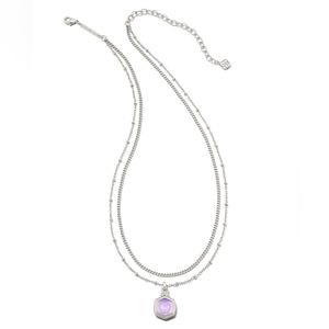 NWOT Kendra Scott Davie Intaglio Silver Multi Strand Necklace in Lavendar